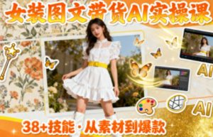 女装图文带货的AI实操课，覆盖38个实用技能，快速提升素材制作效率-淘金日记