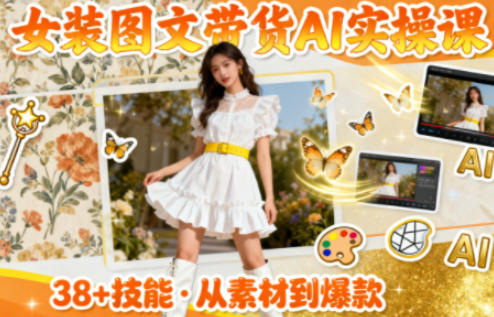 女装图文带货的AI实操课,覆盖38个实用技能,快速提升素材制作效率-淘金日记