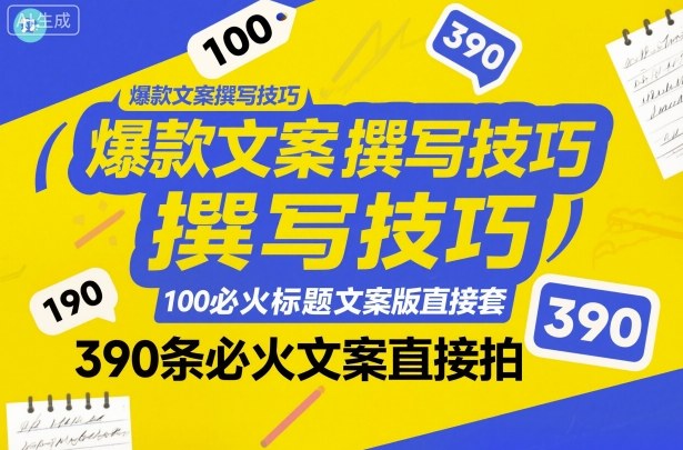 爆款文案撰写技巧，100个必火标题文案模版直接套，390条必火文案直接拍-淘金日记