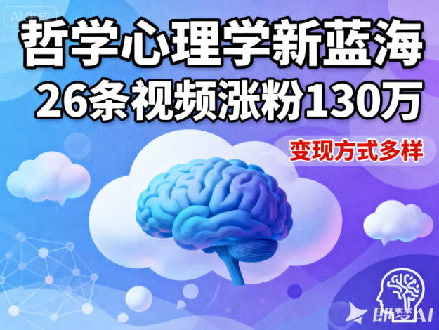 短视频新蓝海,哲学心理学赛道,26条视频涨粉130W,变现方式多样-淘金日记