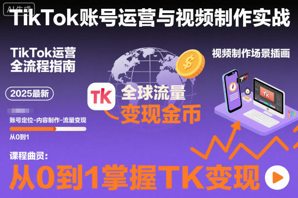 2025最新TikTok账号运营与视频制作实战全流程，从0到1掌握TK变现（含11月最新TK搬运技术）-淘金日记