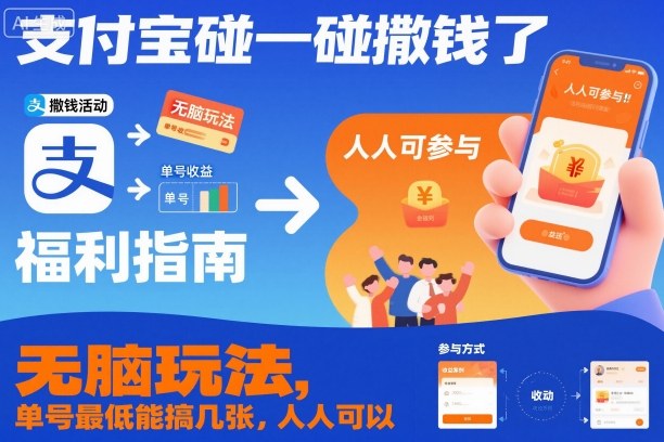 支付宝碰一碰撒钱了,无脑玩法,单号最低能搞几张,人人可以撸【揭秘】-淘金日记