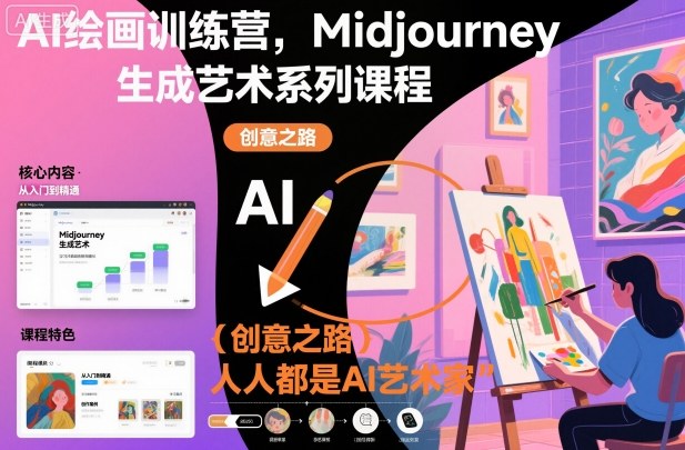 AI绘画训练营,Midjourney生成艺术系列课程,人人都是AI艺术家-淘金日记
