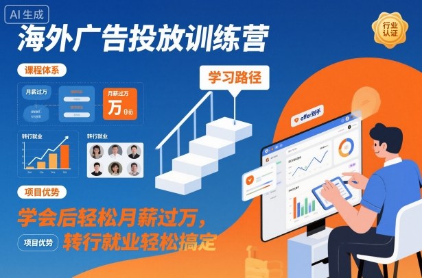 海外广告投放训练营,学会后轻松月薪过万,转行就业轻松搞定-淘金日记