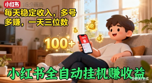 小红书自动挂G賺收益，每天稳定收入，多号多賺，一天三位数【揭秘】-淘金日记