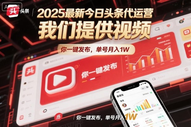 2025最新今日头条代运营,我们提供视频,你一键发布,单号月入1W【揭秘】-淘金日记