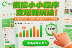 微信小程序变现新玩法,每天稳定收入几张,方法简单,零基础也能轻松上手,当天见收益【揭秘】-淘金日记