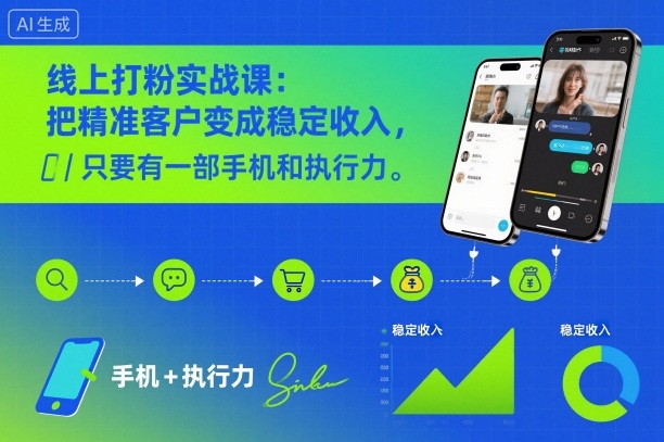 线上打粉实战课:把精准客户变成稳定收入,只要有一部手机和执行力-淘金日记