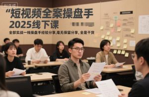 短视频全案操盘手2025线下课，全部实战一线操盘手经验分享，毫无保留分享，全是干货-淘金日记