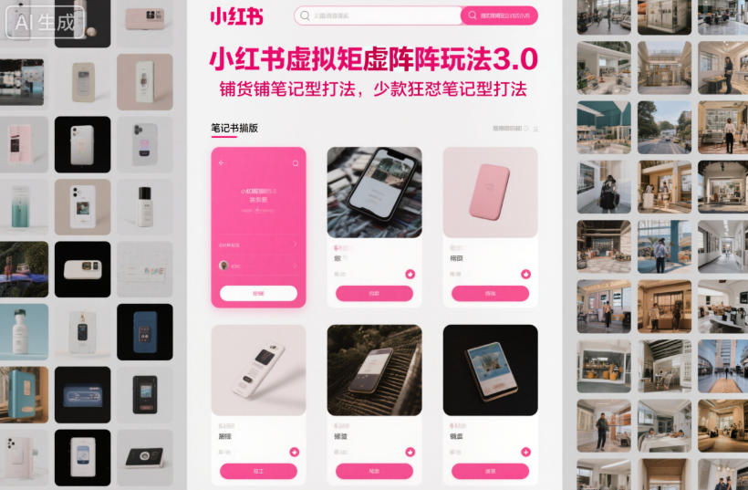 小红书虚拟矩阵玩法3.0,铺货铺笔记型打法,少款狂怼笔记型打法-淘金日记