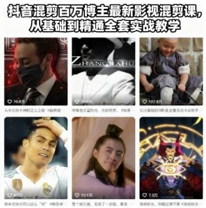 抖音混剪百万博主最新影视混剪课,从基础到精通全套实战教学-淘金日记
