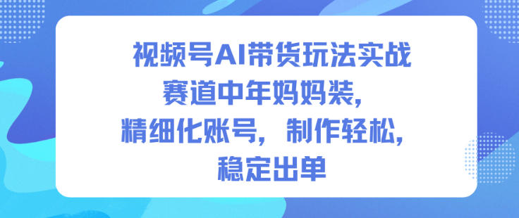 视频号AI带货玩法实战,赛道中年妈妈装,精细化账号,制作轻松,稳定出单-淘金日记
