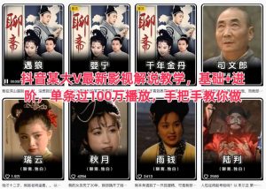 抖音某大V最新影视解说教学,基础+进阶,单条过100万播放,手把手教你做-淘金日记