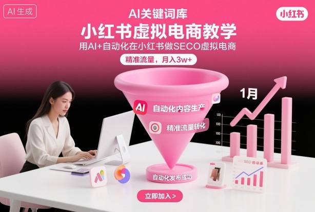 小红书虚拟电商项目,用AI+自动化在小红书做SEO虚拟电商,精准流量,月入3w+-淘金日记