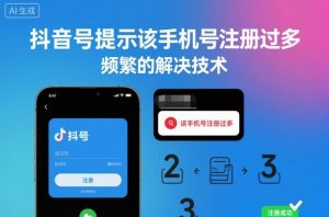 抖音号提示该手机号注册过多,频繁的解决技术-淘金日记