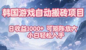 韩国游戏自动搬砖项目,日收益1k+,可矩阵放大,小白轻松入手【揭秘】-淘金日记