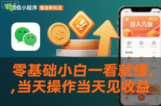 微信小程序掘金新玩法，日入几张，零基础小白一看就懂，当天操作当天见收益【揭秘】-淘金日记