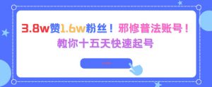 3.8w赞1.6w粉丝，邪修普法账号，教你十五天快速起号-淘金日记