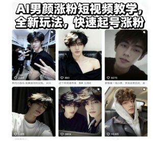 AI男颜涨粉短视频教学,全新玩法,快速起号涨粉-淘金日记