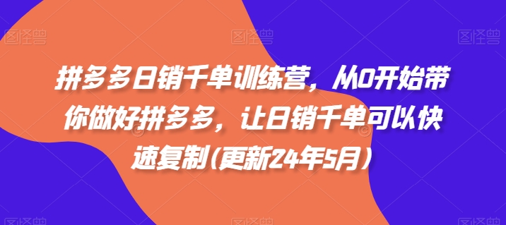 拼多多日销千单训练营，从0开始带你做好拼多多，让日销千单可以快速复制(更新25年11月)-淘金日记