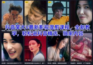 抖音某大V最新影视混剪课程,全新教学,轻松进抖音精选、独家内容-淘金日记