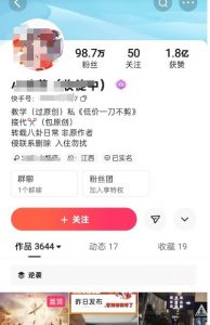 快手百万粉丝博主快手一刀不剪无脑搬运技术,几分钟就能搞定一条作品,条条过同框-淘金日记
