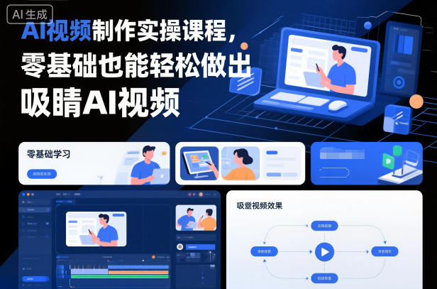AI视频制作实操课程，零基础也能轻松做出吸睛AI视频-淘金日记