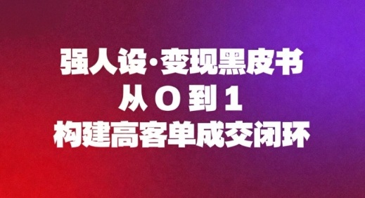 强人设变现黑皮书:从0到1构建高客单成交闭环-淘金日记