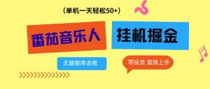 番茄音乐人挂G项目,多窗口去跑一天完稳定50+,零投资,简单无脑【揭秘】-淘金日记