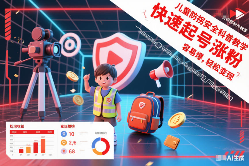 儿童防拐安全科普知识视频制作教学,快速起号涨粉,容易爆,轻松变现-淘金日记