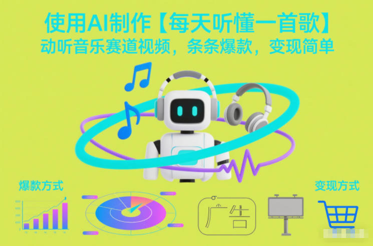 使用AI制作【每天听懂一首歌】动听音乐赛道视频，条条爆款，变现简单-淘金日记