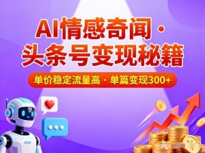 头条号做AI情感奇闻内容，单价稳定流量高，一篇变现3张-淘金日记