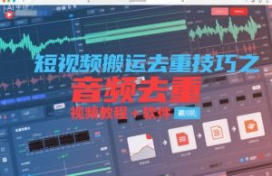 短视频搬运去重技巧之音频去重，视频教程+软件-淘金日记