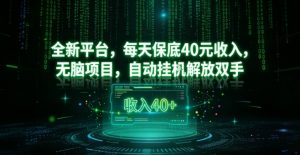 全新平台,每天保底40米收入,无脑项目,自动挂G解放双手【揭秘】-淘金日记