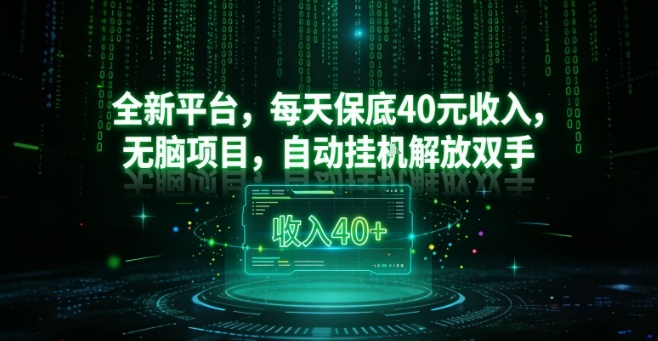 全新平台,每天保底40米收入,无脑项目,自动挂G解放双手【揭秘】-淘金日记