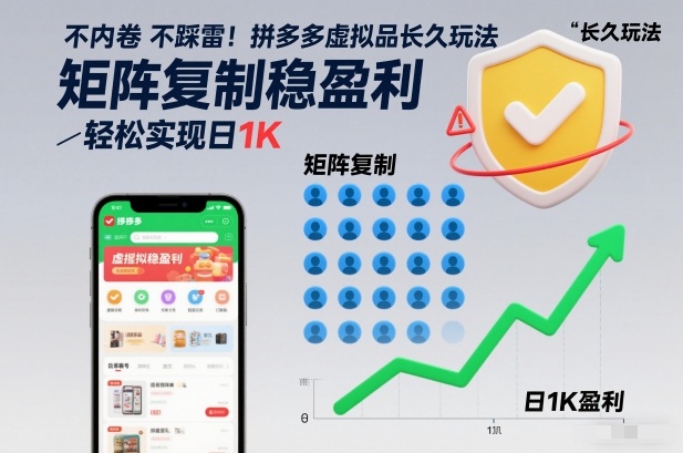 不内卷不踩雷!拼多多虚拟品长久玩法,矩阵复制稳盈利,轻松实现日1K【揭秘】-淘金日记