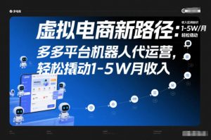 虚拟电商新路径:多多平台机器人代运营,轻松撬动1-5W月收入【揭秘】-淘金日记