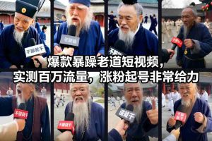 爆款暴躁老道短视频，实测百万流量，涨粉起号非常给力-淘金日记
