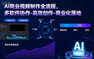 AI商业视频制作全流程2期,多软件协作-高效创作-商业化落地(更新)-淘金日记