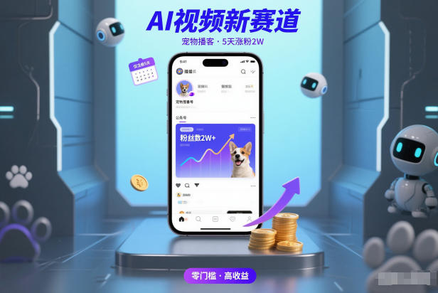AI视频新赛道，宠物播客仅注册5天涨粉2W，收益非常可观-淘金日记