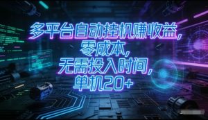 多平台自动挂G賺收益，零成本，无需投入时间，单机20+，矩阵操作月入过1W+【揭秘】-淘金日记