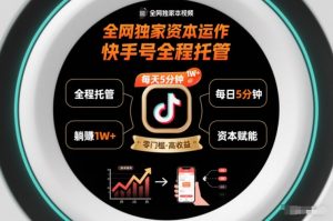 全网独家资本运作，全程托管快手号，每天5分钟最高躺賺1W+【揭秘】-淘金日记