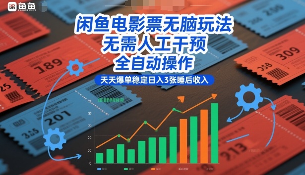 闲鱼电影票无脑玩法,无需人工干预,全自动操作,天天爆单稳定日入3张睡后收入【揭秘】-淘金日记