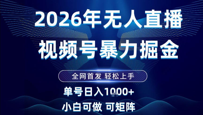2026最新视频号无人直播掘金,全网首发,小白可以玩,长期稳定日入1k+【揭秘】-淘金日记