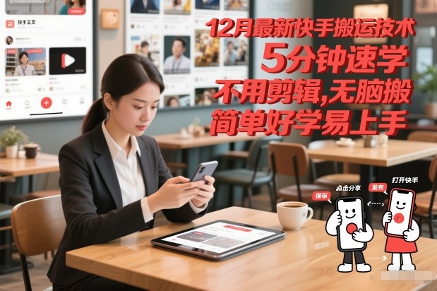 12月最新快手搬运技术，5分钟速学，不用剪辑无脑搬，简单好学易上手-淘金日记