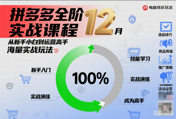拼多多全阶实战课程12月，从新手小白到运营高手，海量实战玩法-淘金日记