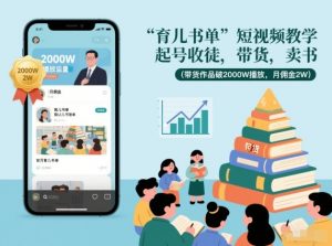 育儿书单短视频教学，起号收徒，带货，卖书（带货作品破2000W播放，月佣金2W）-淘金日记