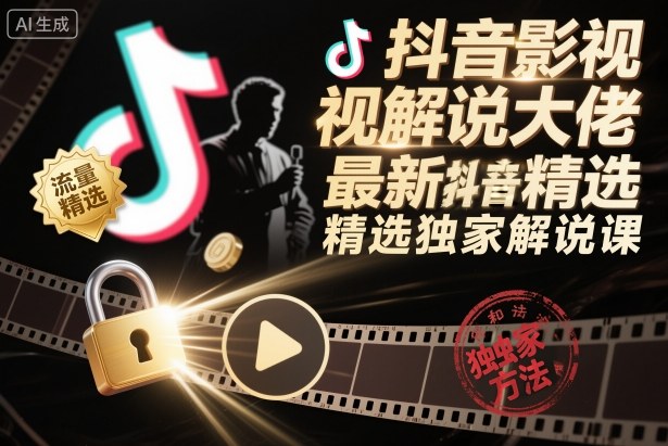 抖音影视解说大佬最新抖音进精选和独家方法,精选独家解说课(更新11月)-淘金日记