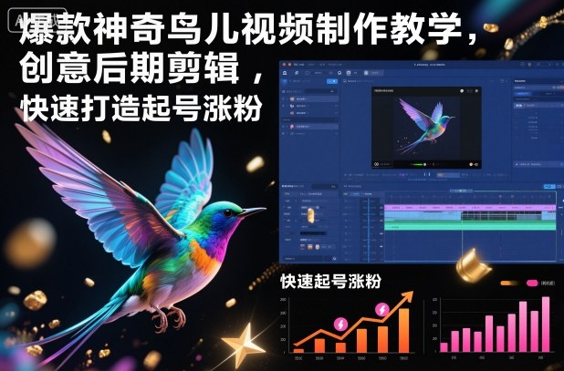 爆款神奇鸟儿视频制作教学，创意后期剪辑，快速打造起号涨粉-淘金日记