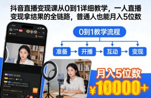 抖音直播变现课从0到1详细教学，一人直播变现拿结果的全链路，普通人也能月入5位数-淘金日记